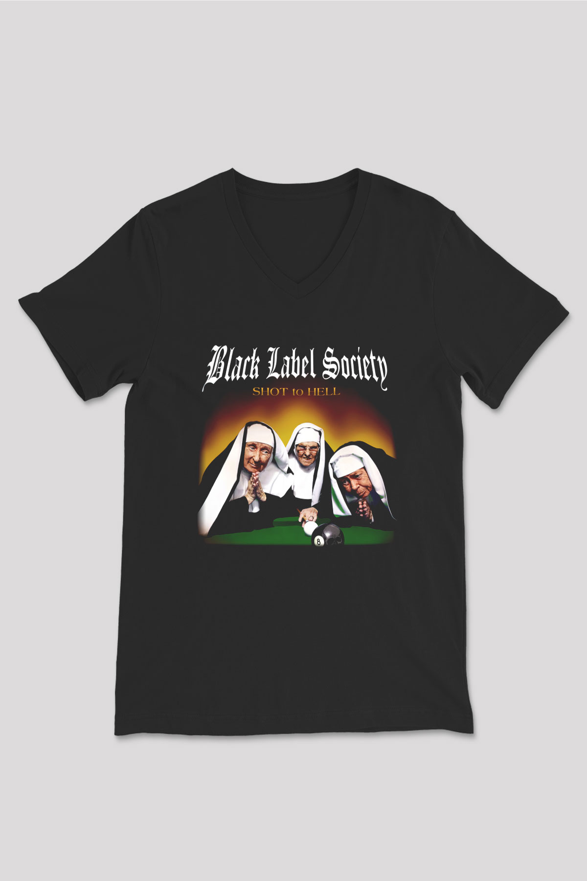 Black Label Society Siyah Unisex V Yaka Tişört T-Shirt