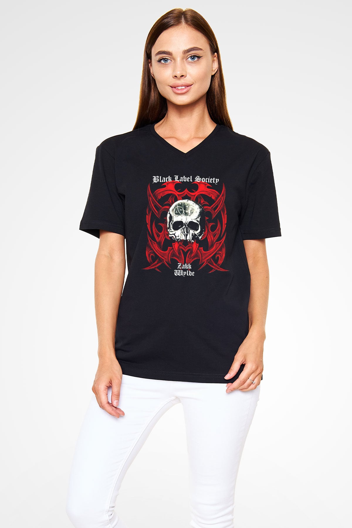 Black Label Society Siyah Unisex V Yaka Tişört T-Shirt