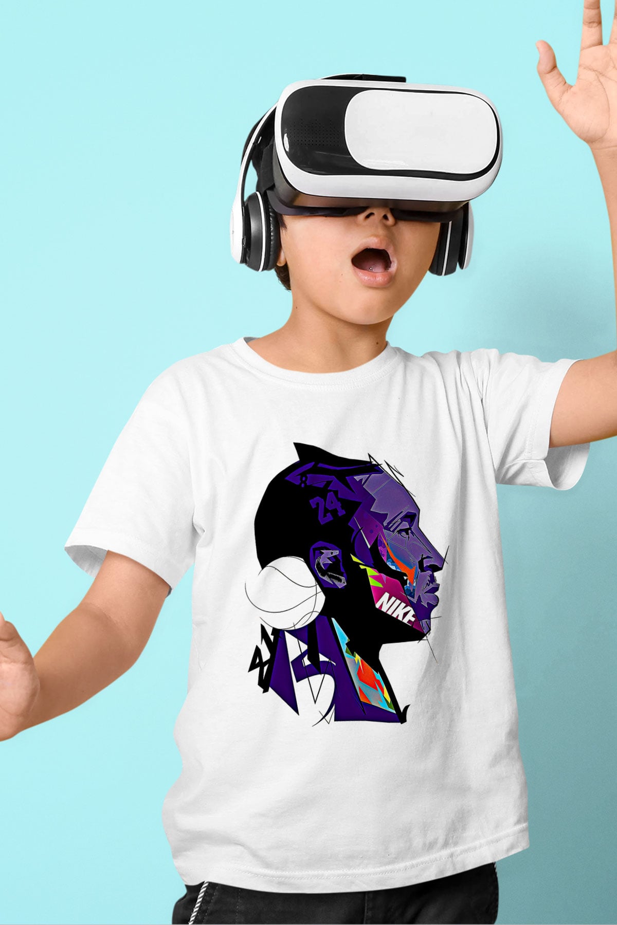 Black Mamba Baskılı Beyaz Unisex Beyaz Çocuk Tişört - Tshirt
