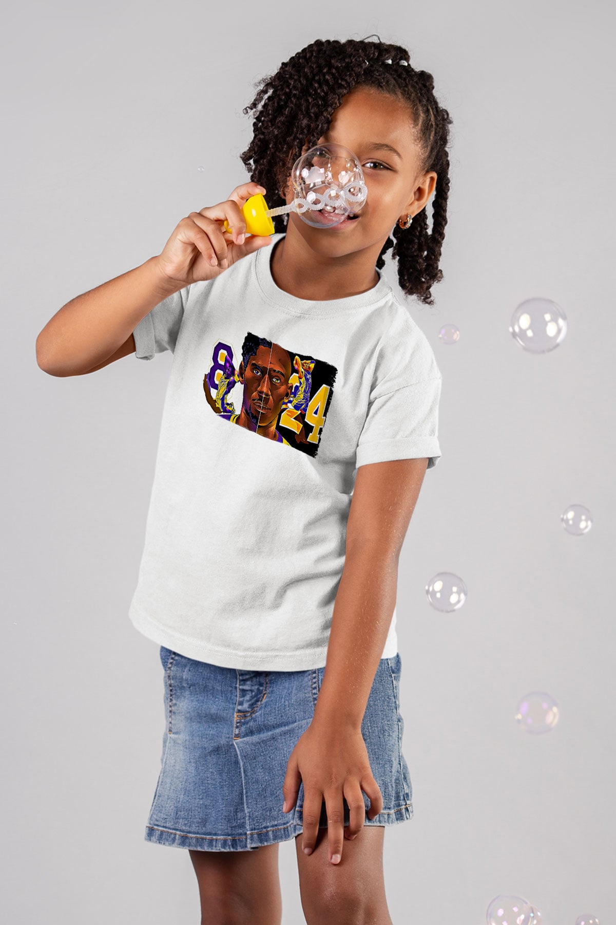 Black Mamba Baskılı Beyaz Unisex Beyaz Çocuk Tişört - Tshirt