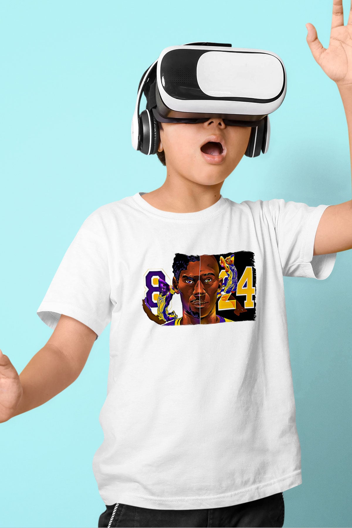 Black Mamba Baskılı Beyaz Unisex Beyaz Çocuk Tişört - Tshirt