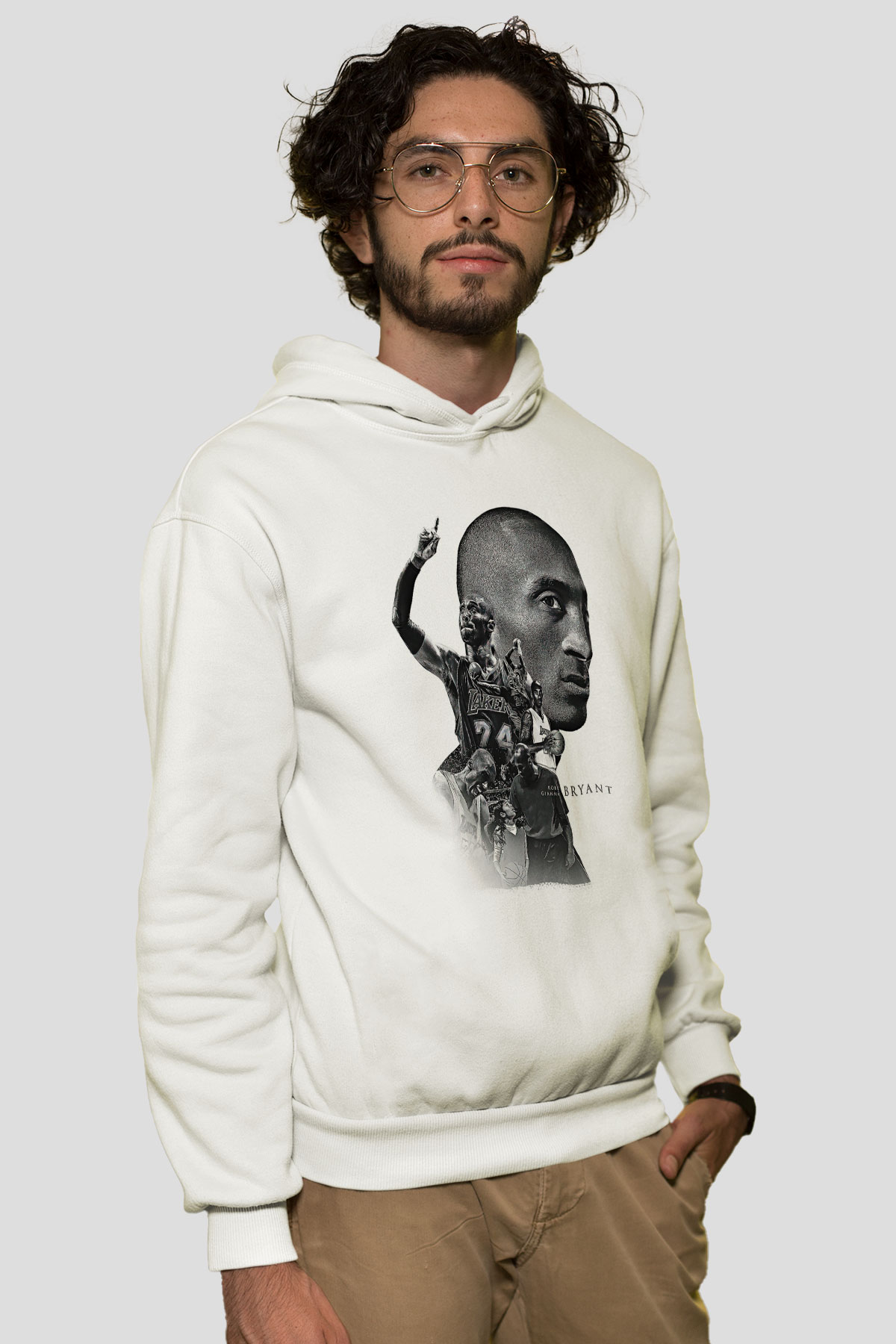 Black Mamba Baskılı Beyaz Unisex Kapüşonlu Sweatshirt