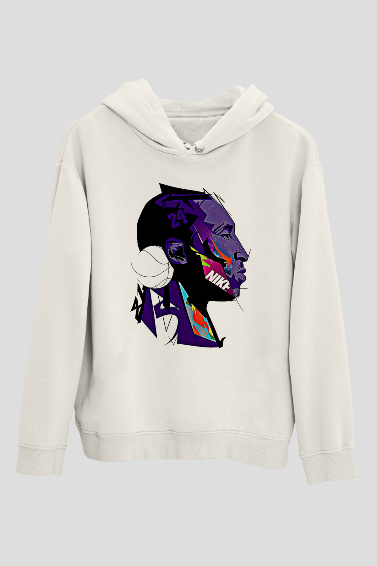 Black Mamba Baskılı Beyaz Unisex Kapüşonlu Sweatshirt