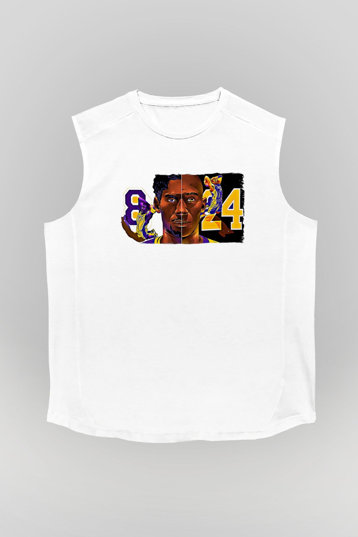 Black Mamba Baskılı Beyaz Unisex Kolsuz Tişört - Tshirt