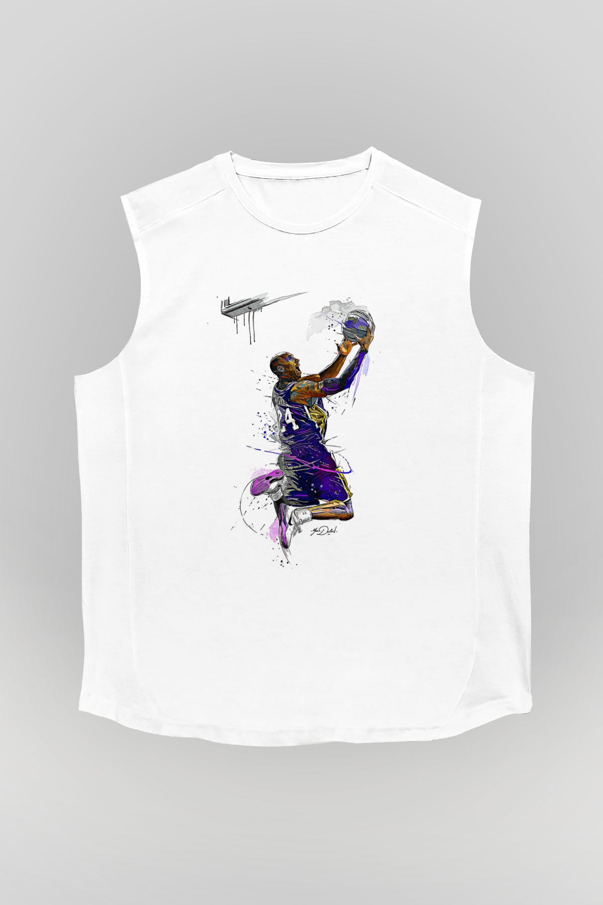 Black Mamba Baskılı Beyaz Unisex Kolsuz Tişört - Tshirt