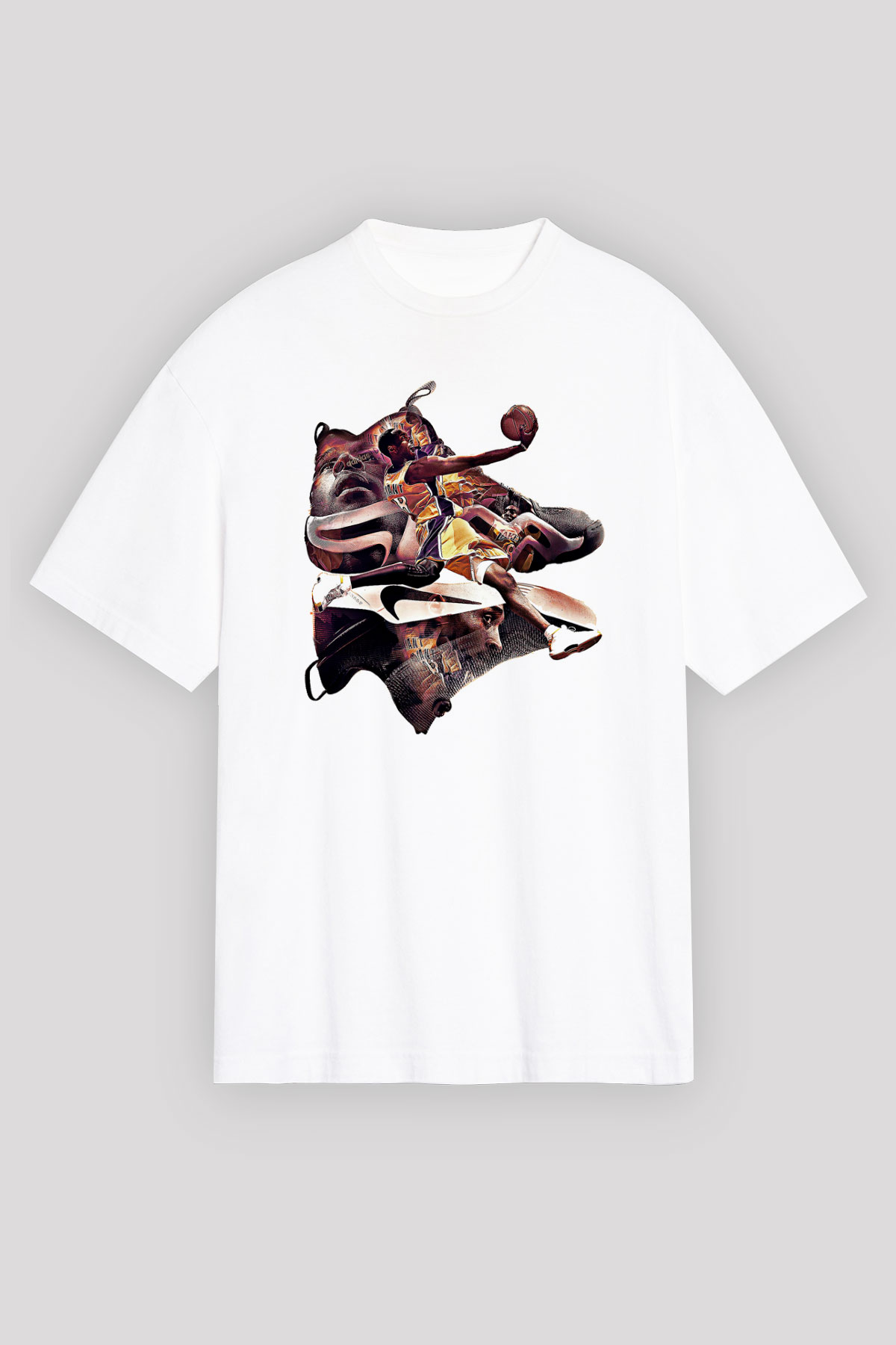 Black Mamba Baskılı Beyaz Unisex Oversize Tişört - Tshirt