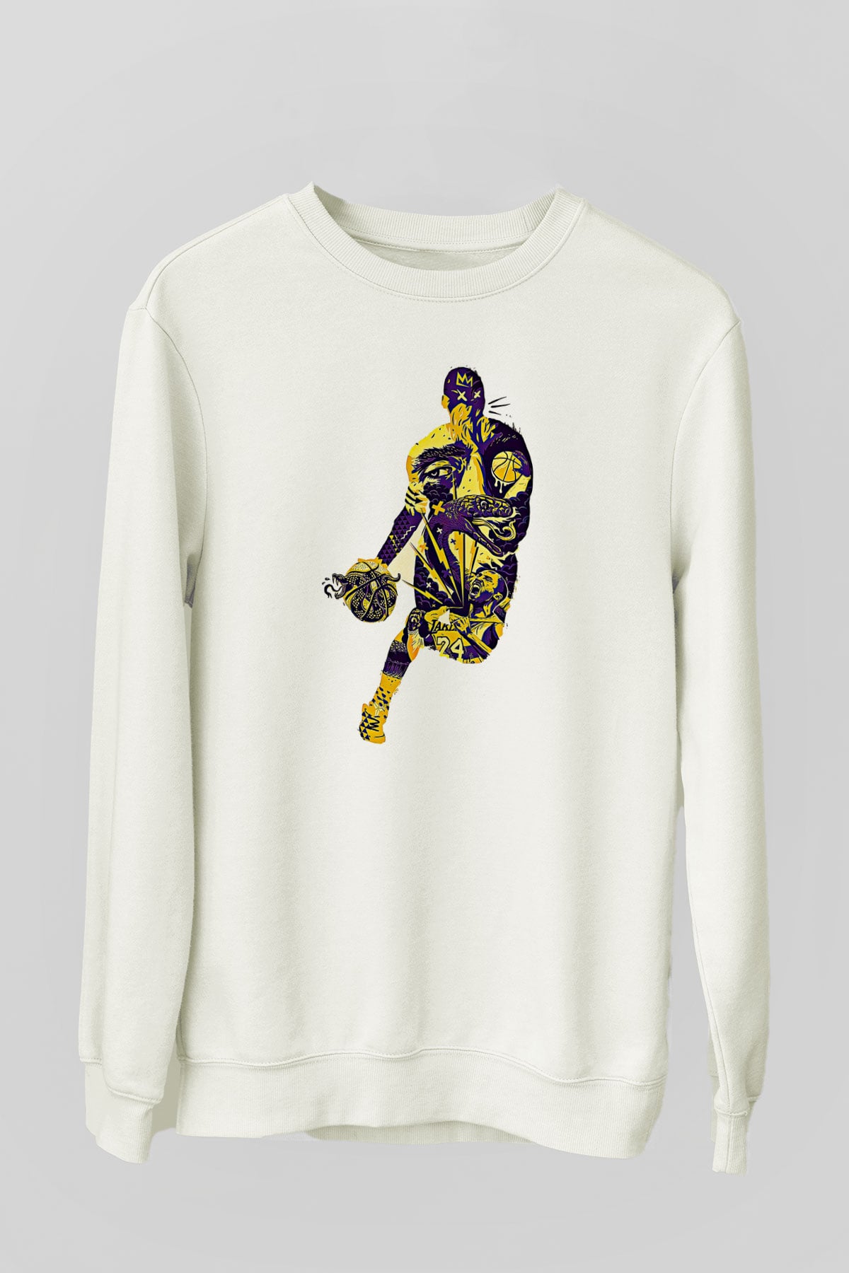 Black Mamba Baskılı Beyaz Unisex Sweatshirt