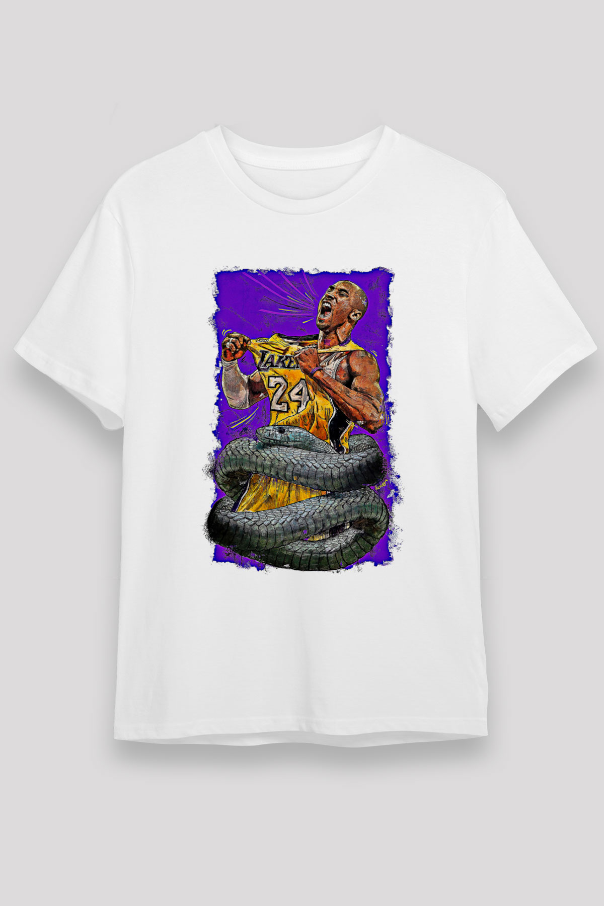 Black Mamba Baskılı Unisex Beyaz Tişört - Tshirt