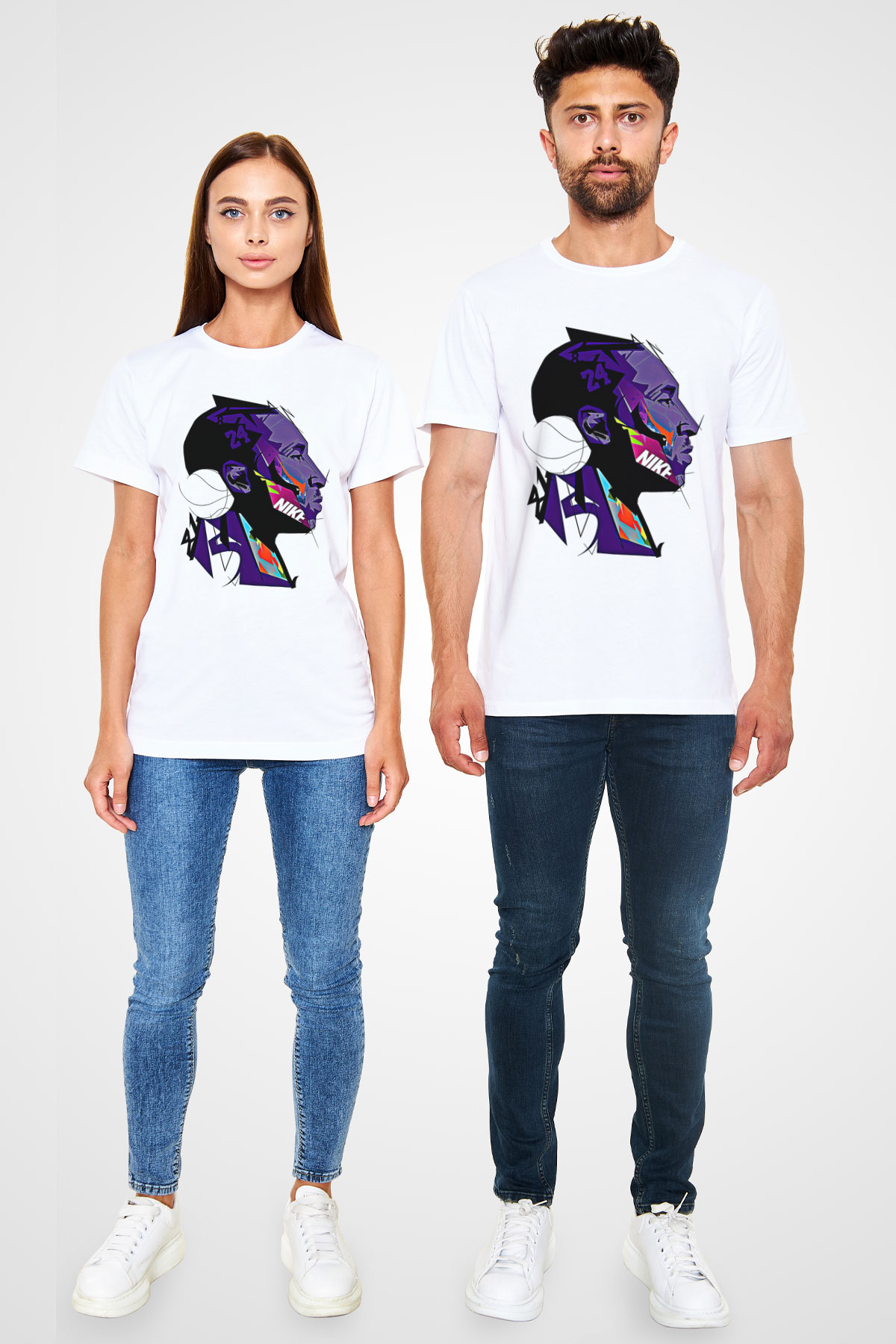 Black Mamba Baskılı Unisex Beyaz Tişört - Tshirt