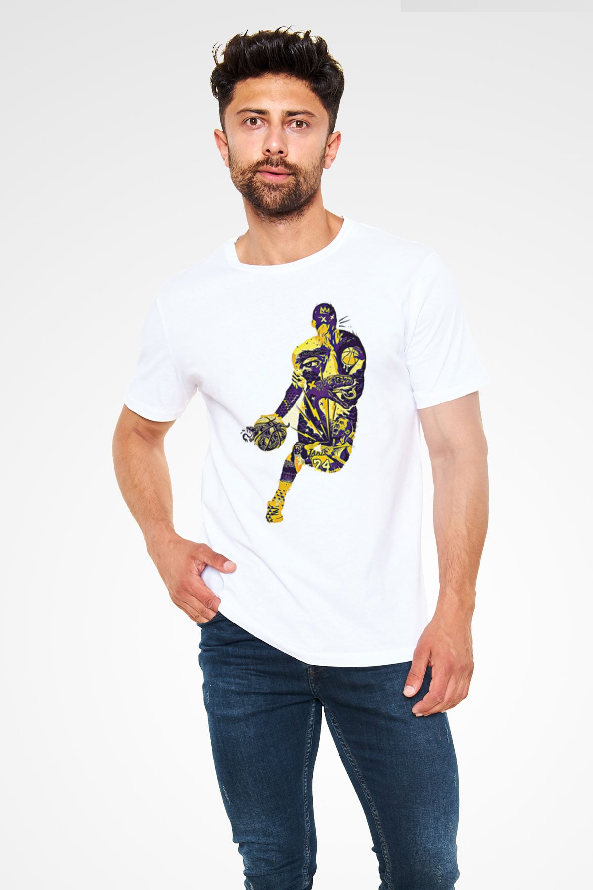 Black Mamba Baskılı Unisex Beyaz Tişört - Tshirt
