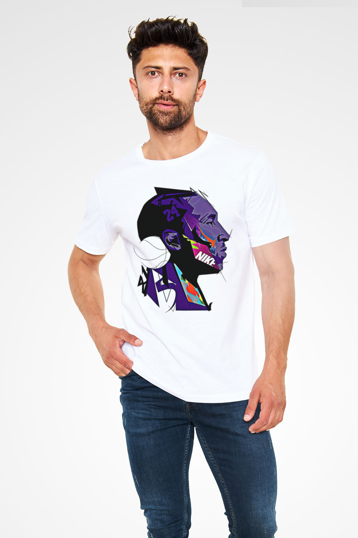 Black Mamba Baskılı Unisex Beyaz Tişört - Tshirt