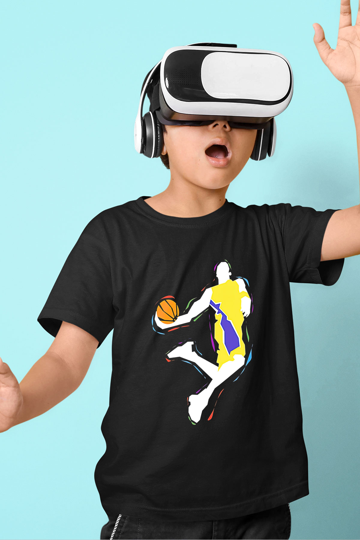 Black Mamba Baskılı Unisex Siyah Çocuk Tişört - Tshirt