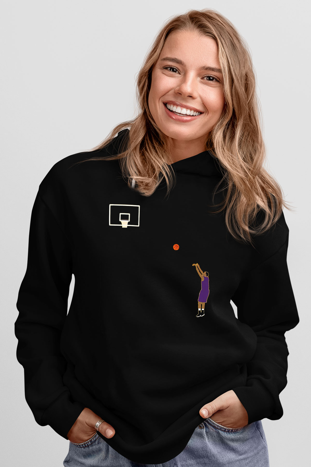 Black Mamba Baskılı Unisex Siyah Kapüşonlu Sweatshirt
