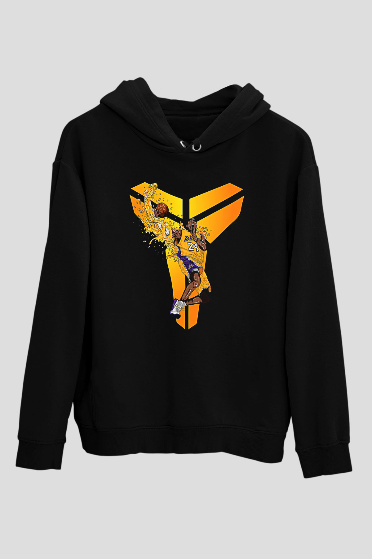 Black Mamba Baskılı Unisex Siyah Kapüşonlu Sweatshirt