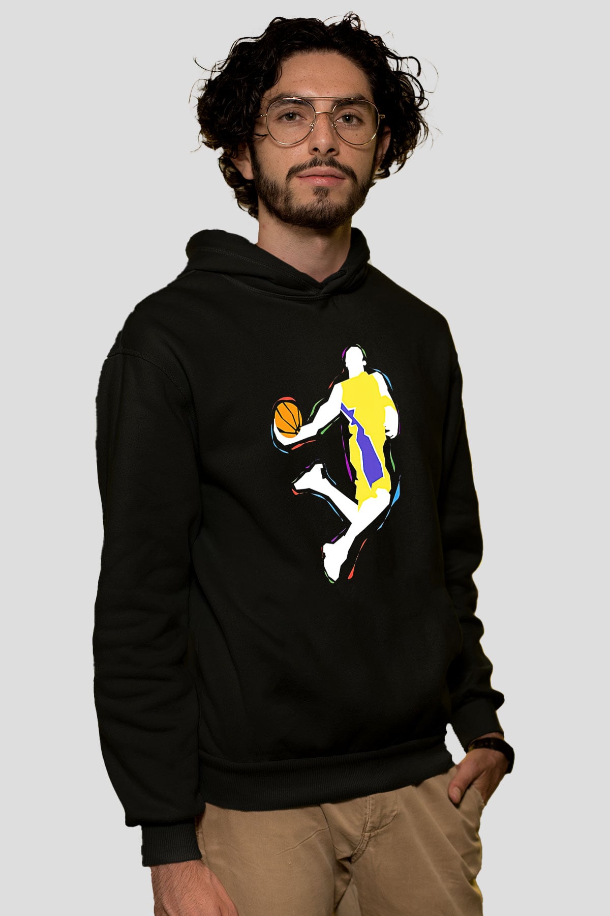 Black Mamba Baskılı Unisex Siyah Kapüşonlu Sweatshirt