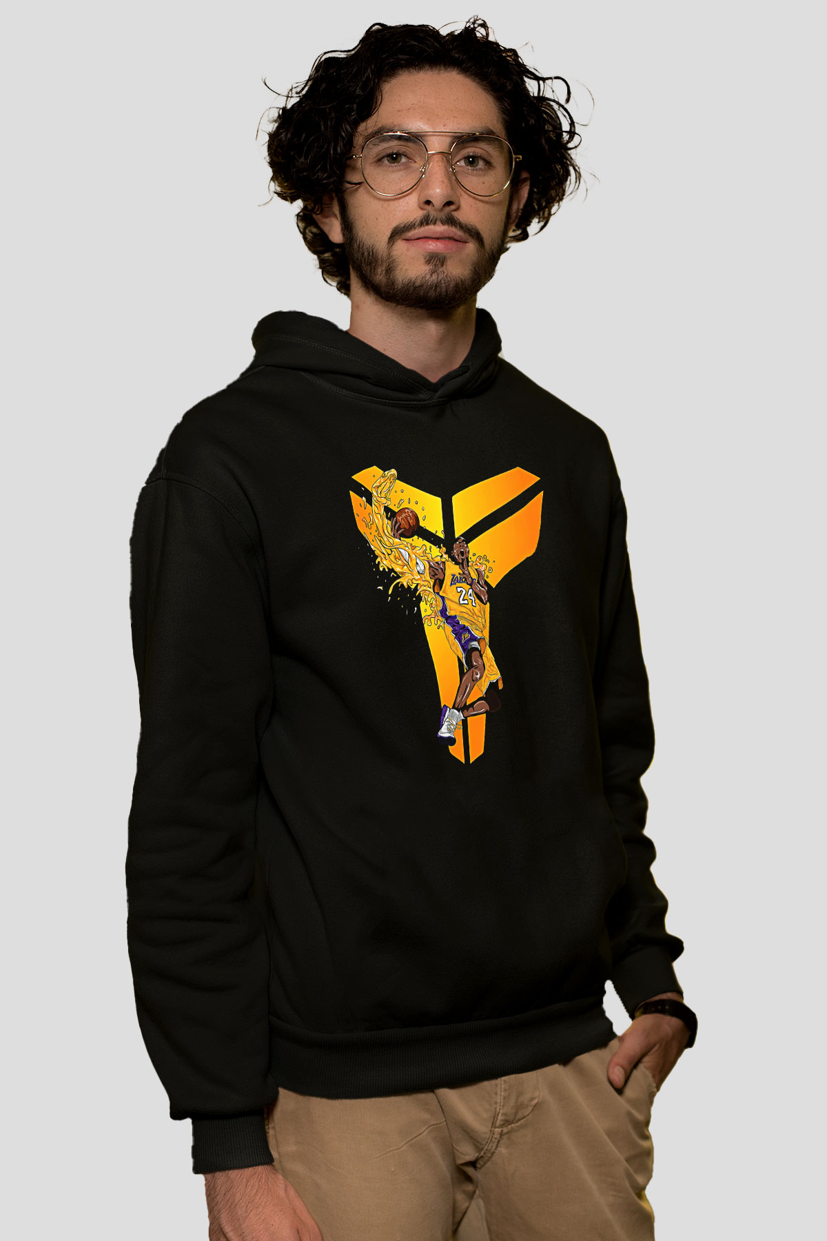 Black Mamba Baskılı Unisex Siyah Kapüşonlu Sweatshirt