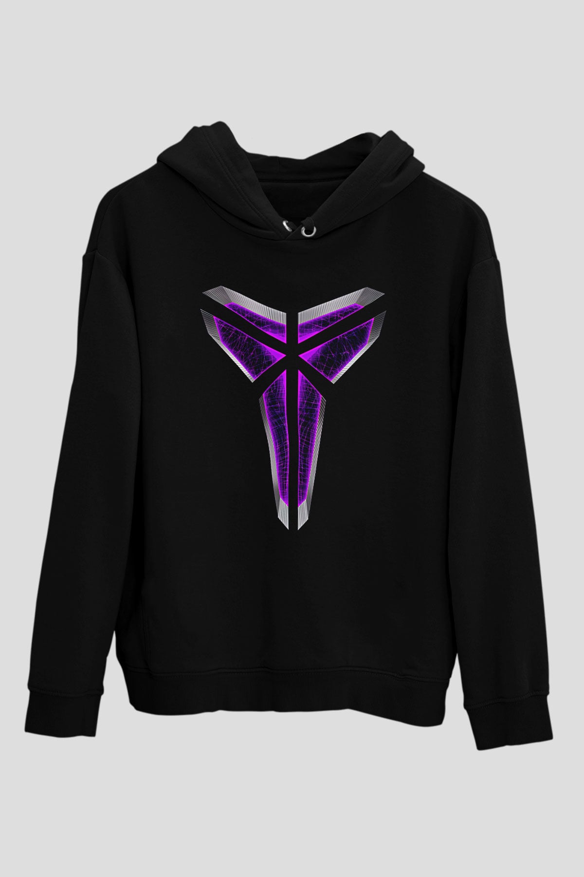 Black Mamba Baskılı Unisex Siyah Kapüşonlu Sweatshirt