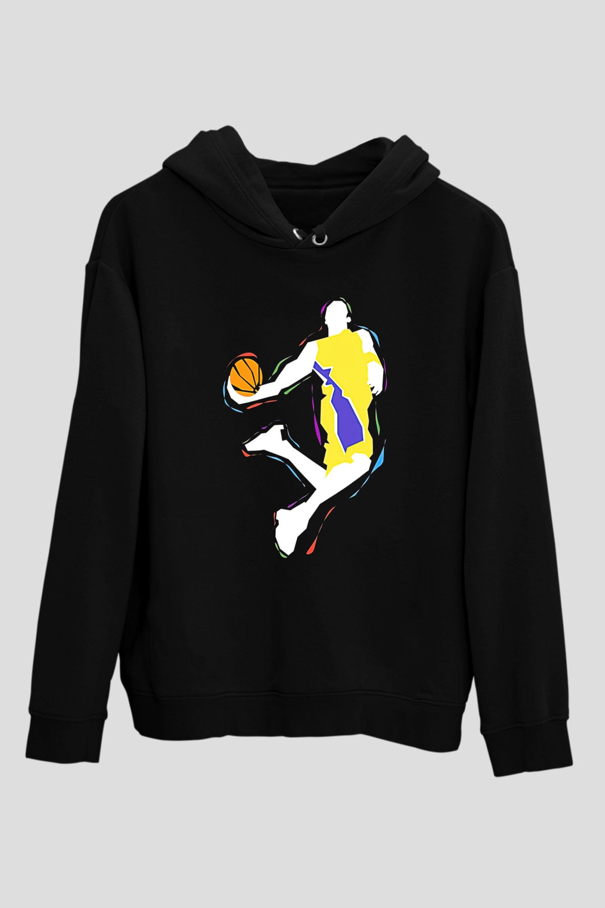 Black Mamba Baskılı Unisex Siyah Kapüşonlu Sweatshirt