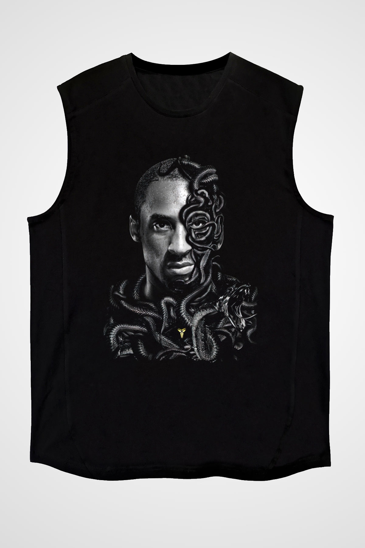Black Mamba Baskılı Unisex Siyah Kolsuz Tişört - Tshirt