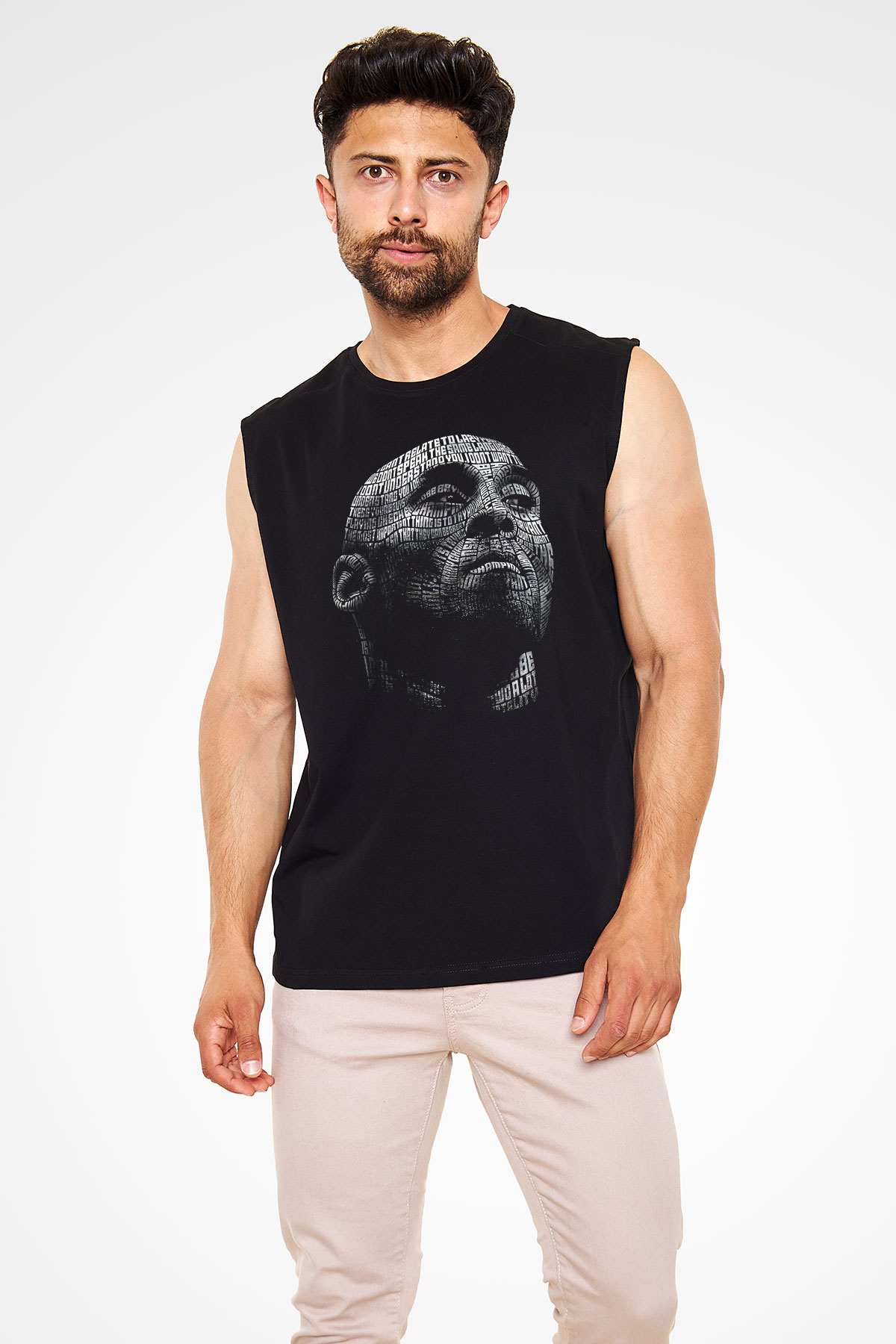 Black Mamba Baskılı Unisex Siyah Kolsuz Tişört - Tshirt