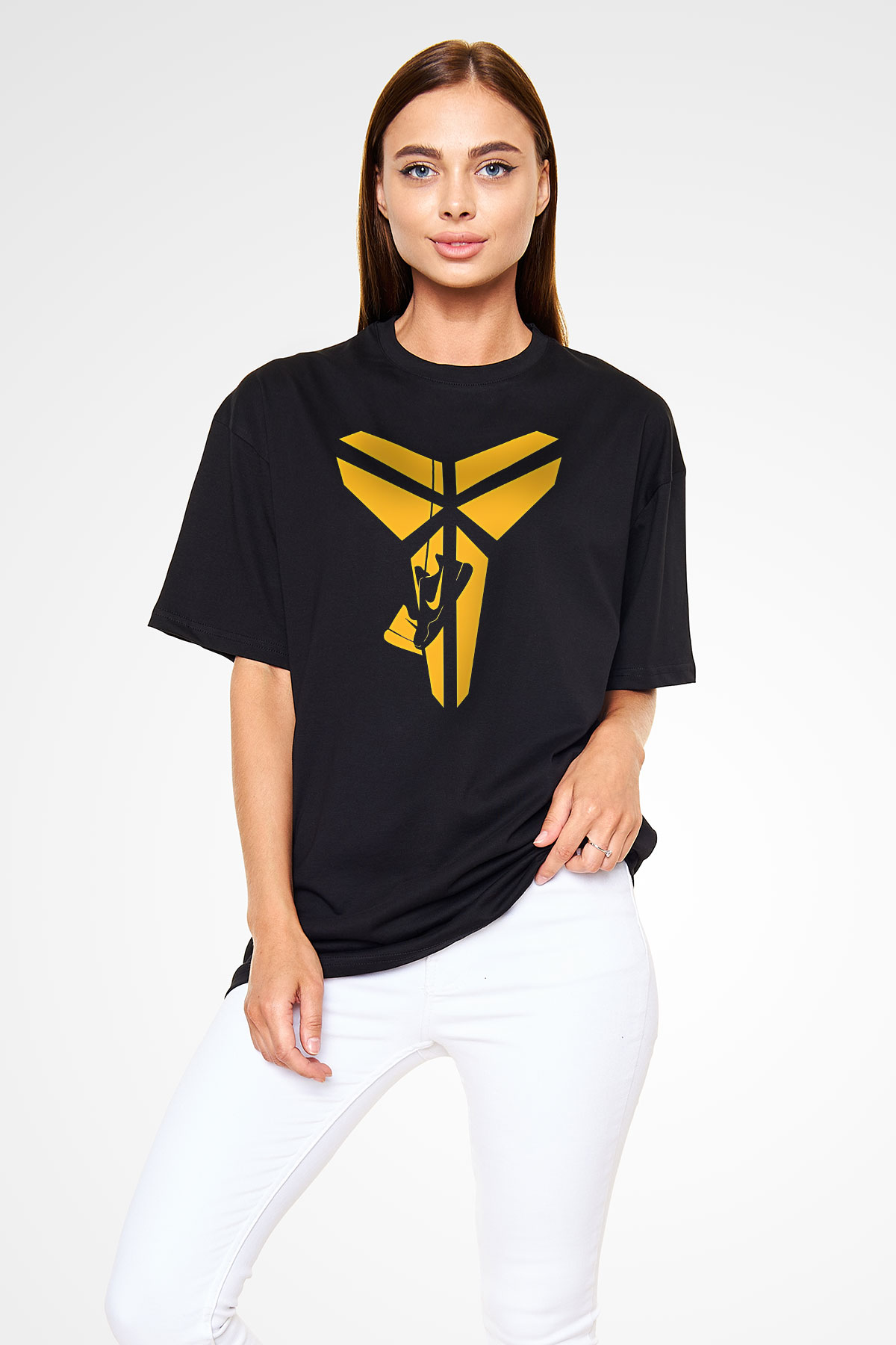 Black Mamba Baskılı Unisex Siyah Oversize Tişört - Tshirt