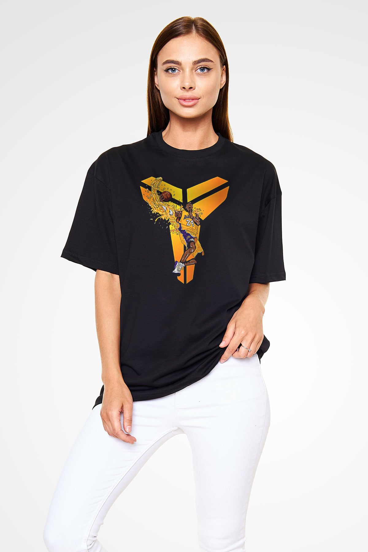 Black Mamba Baskılı Unisex Siyah Oversize Tişört - Tshirt