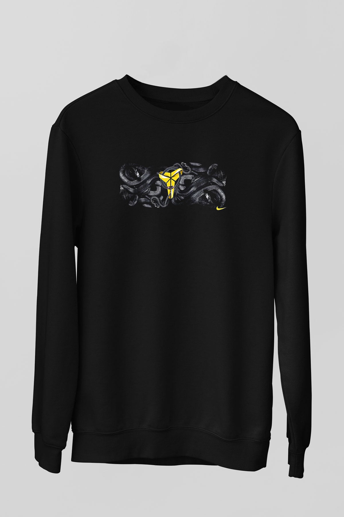 Black Mamba Baskılı Unisex Siyah Sweatshirt