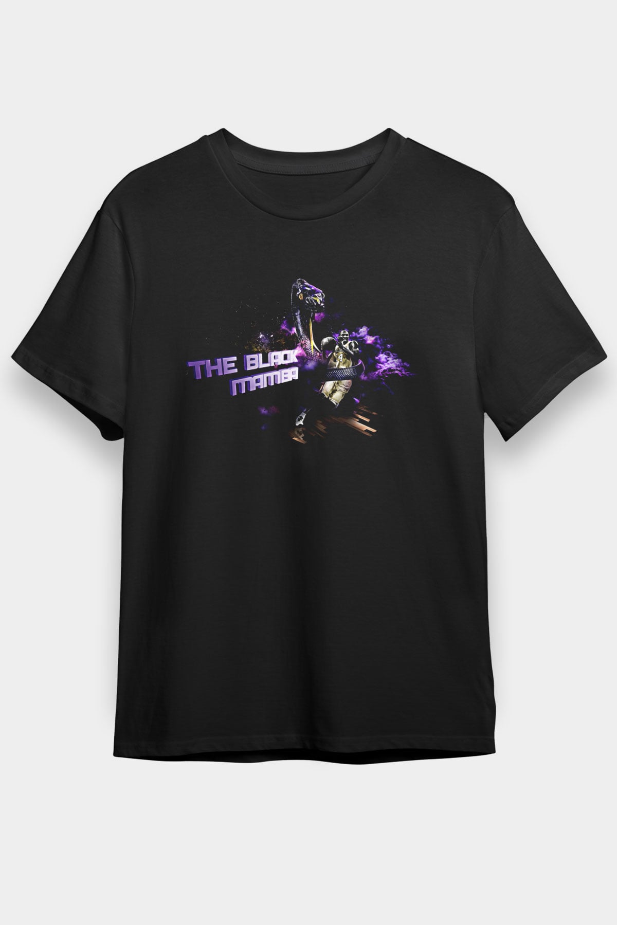 Black Mamba Baskılı Unisex Siyah Tişört - Tshirt
