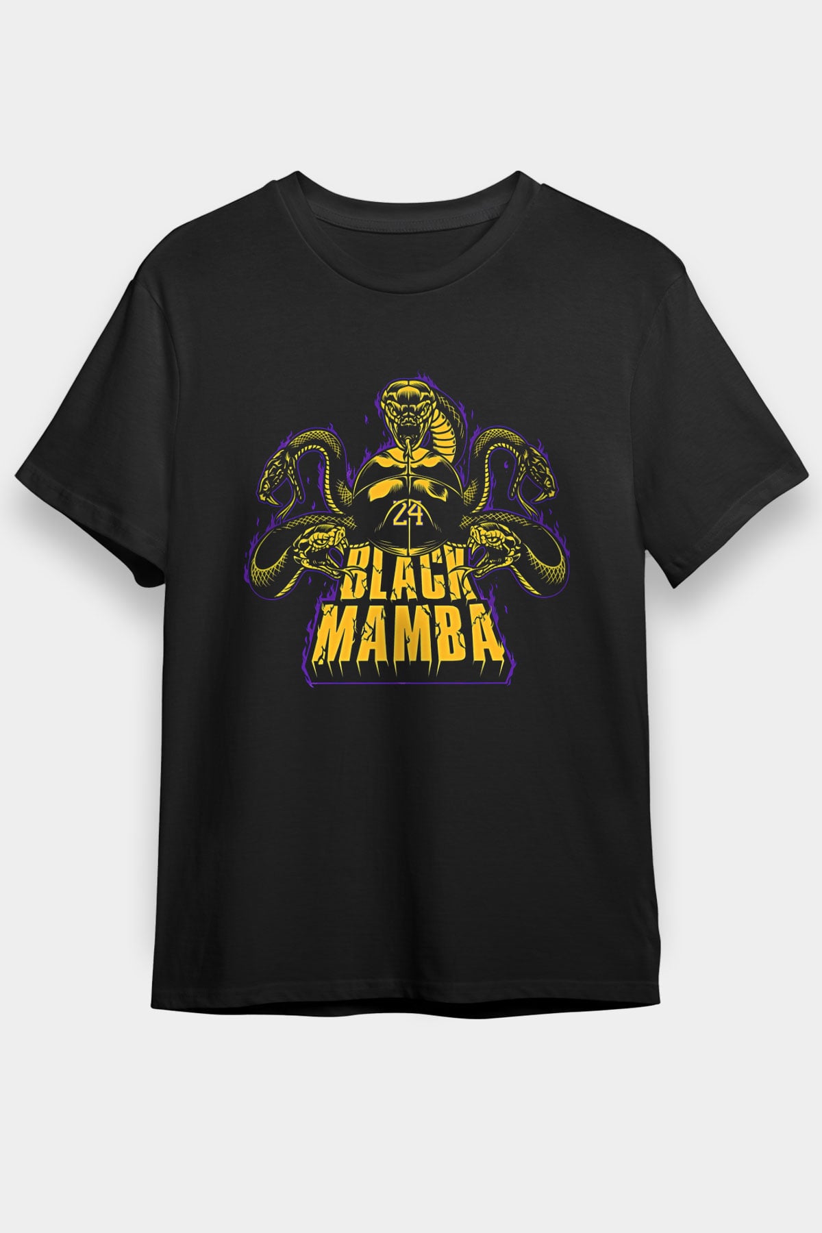Black Mamba Baskılı Unisex Siyah Tişört - Tshirt