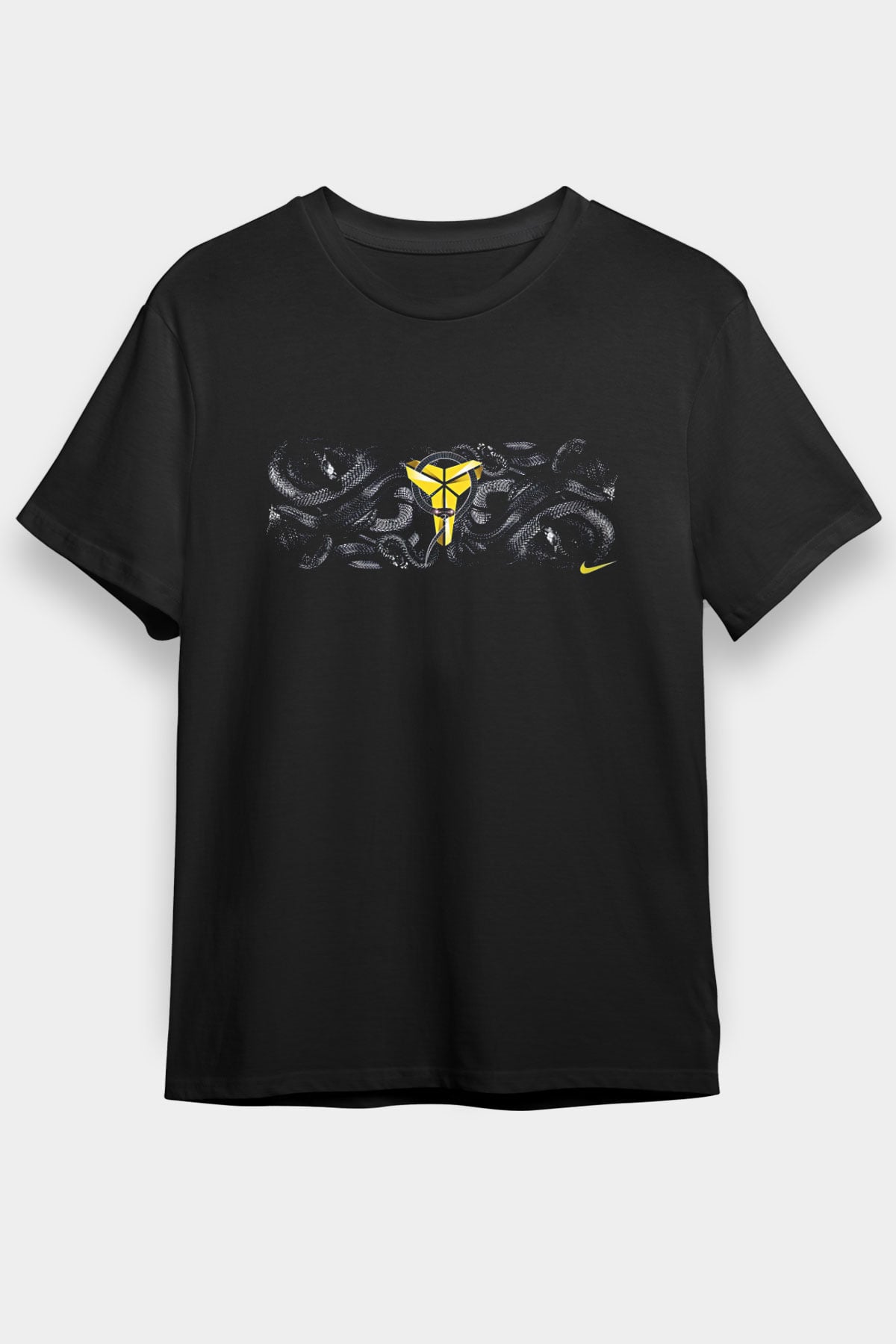 Black Mamba Baskılı Unisex Siyah Tişört - Tshirt