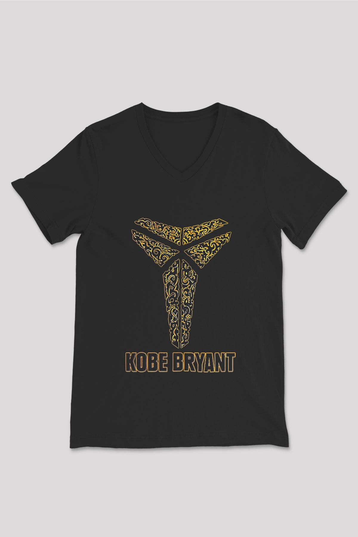 Black Mamba Baskılı Unisex Siyah V Yaka Tişört - Tshirt
