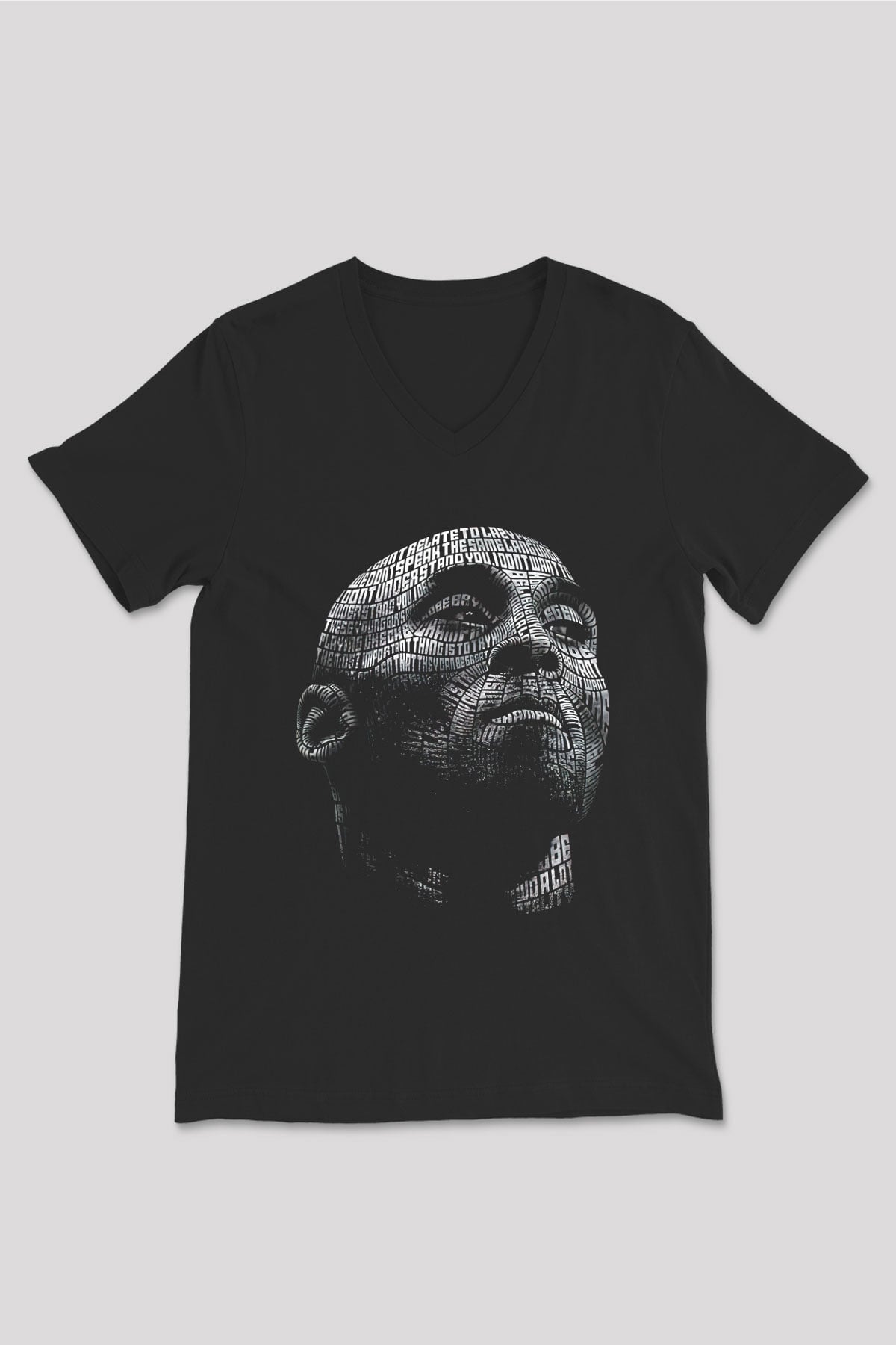 Black Mamba Baskılı Unisex Siyah V Yaka Tişört - Tshirt