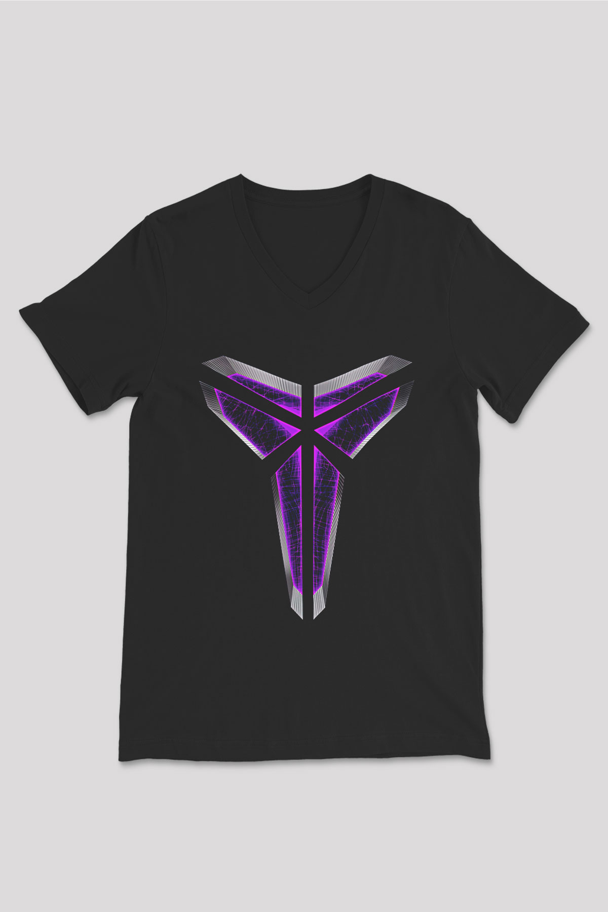 Black Mamba Baskılı Unisex Siyah V Yaka Tişört - Tshirt