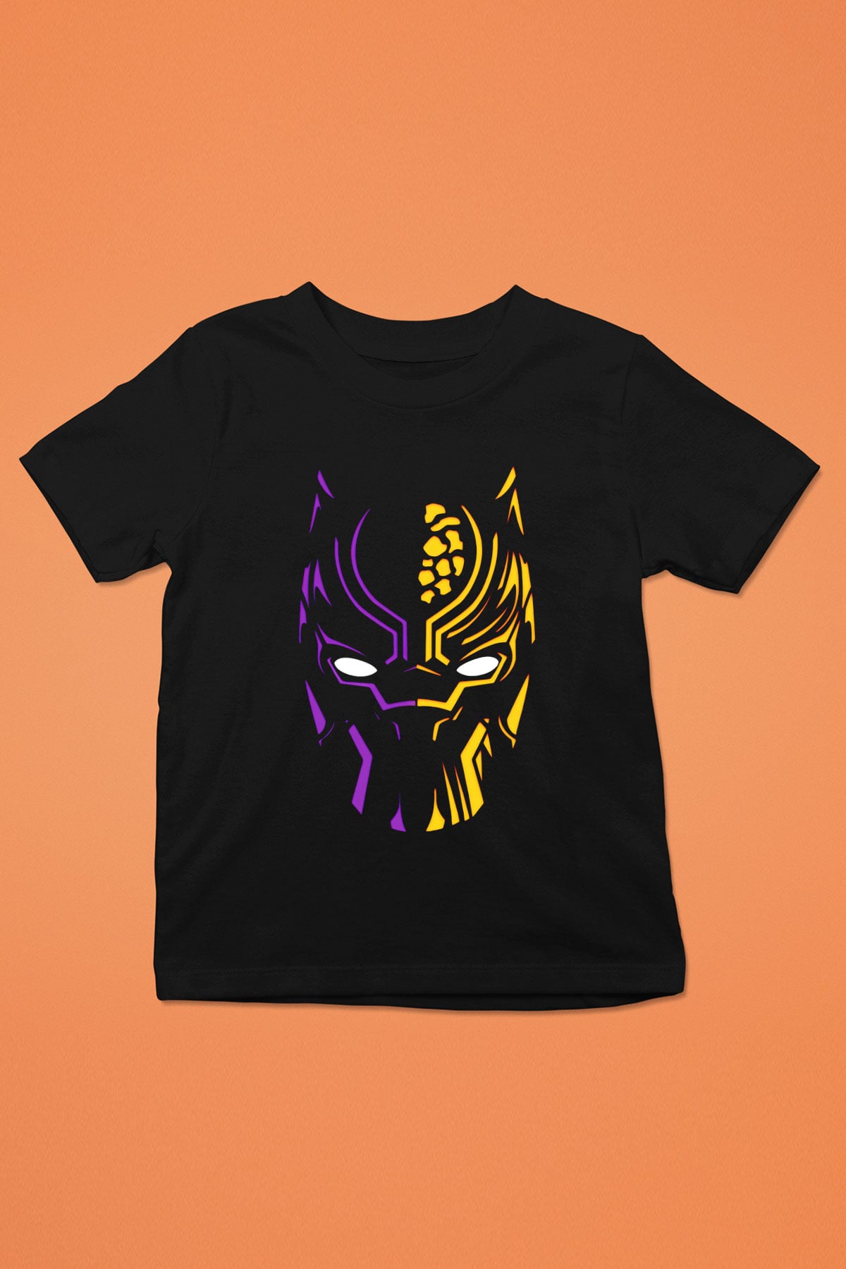 Black Panther Baskılı Siyah Unisex Çocuk Tişört