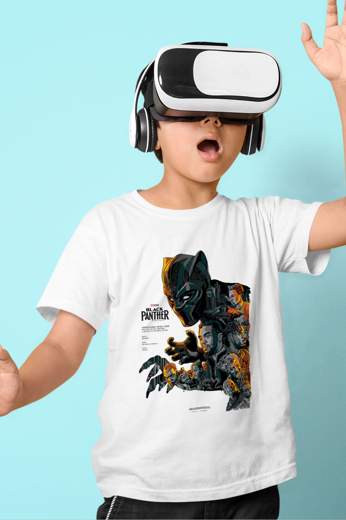 Black Panther Beyaz Unisex Çocuk Tişört