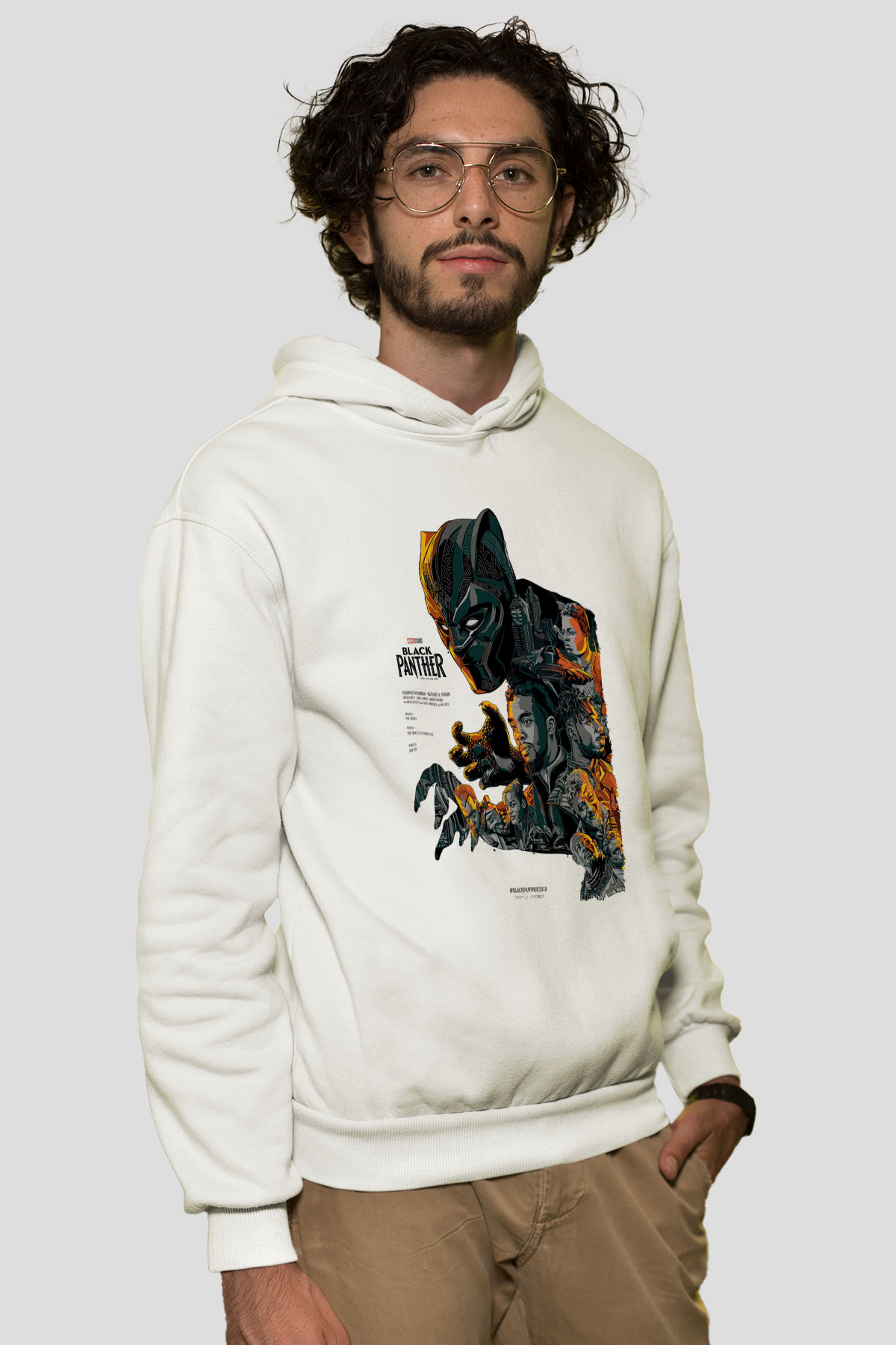 Black Panther Beyaz Unisex Hoodie