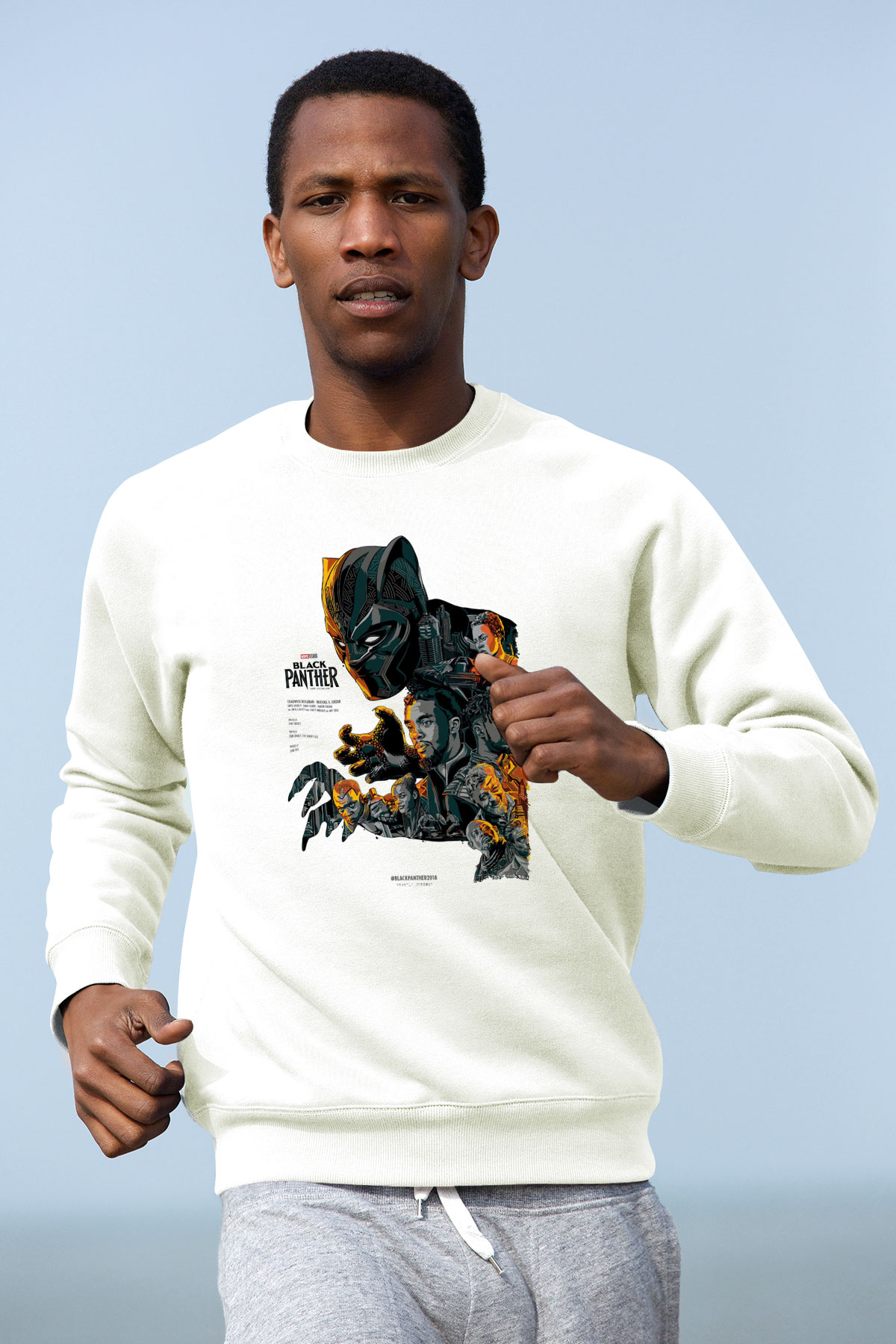 Black Panther Beyaz Unisex Sweatshirt
