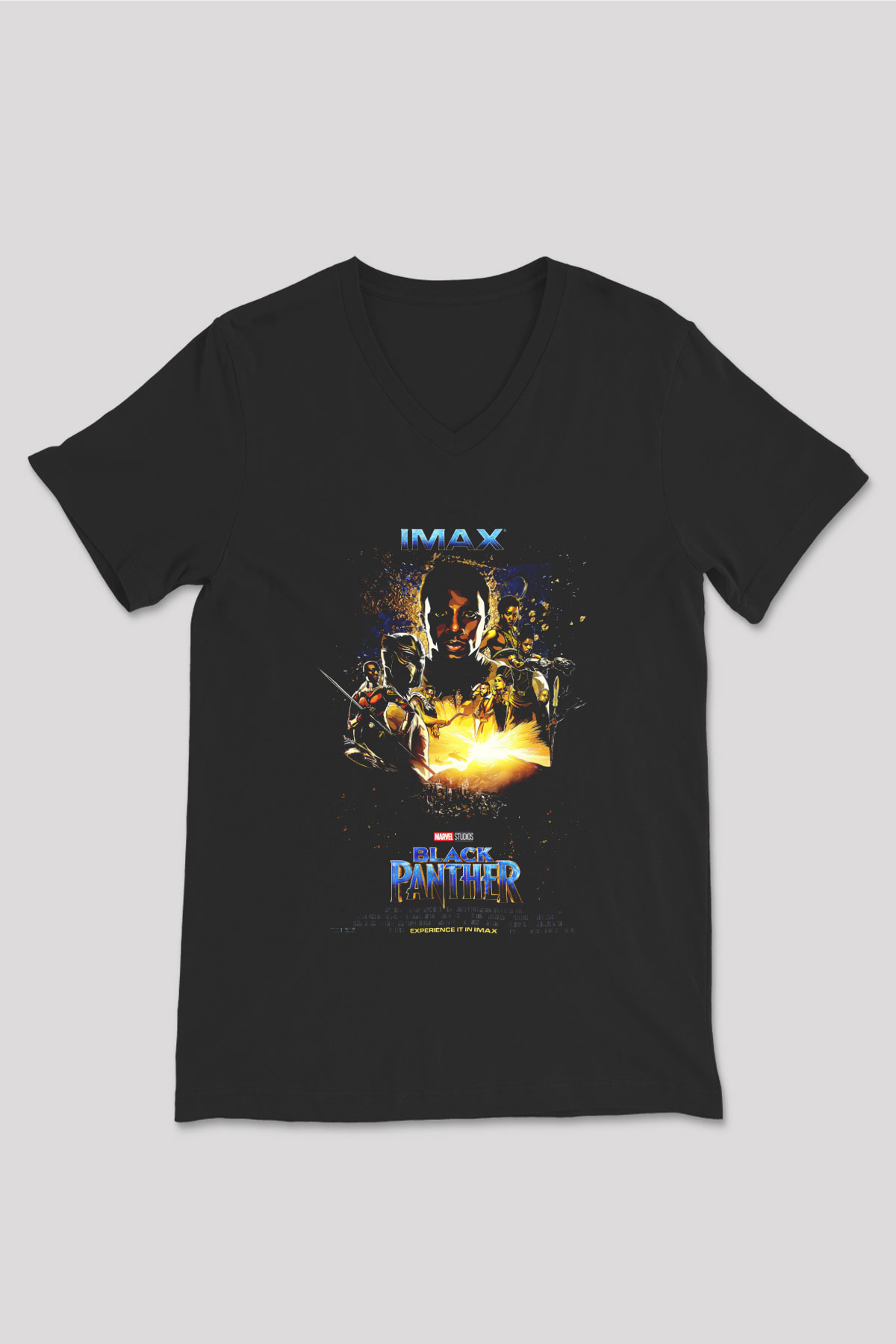 Black Panther Siyah Unisex V Yaka Tişört