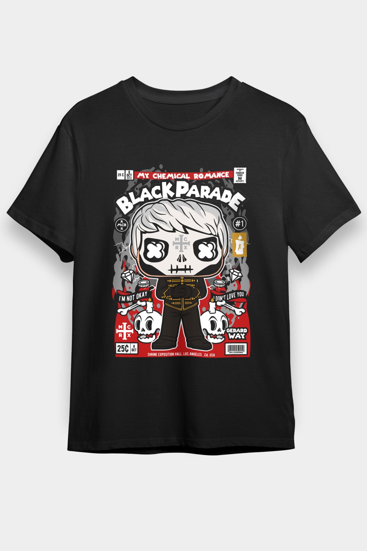 Black Parade Baskılı Unisex Siyah Tişört