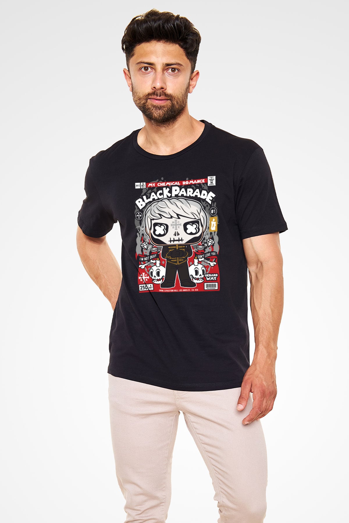 Black Parade Baskılı Unisex Siyah Tişört