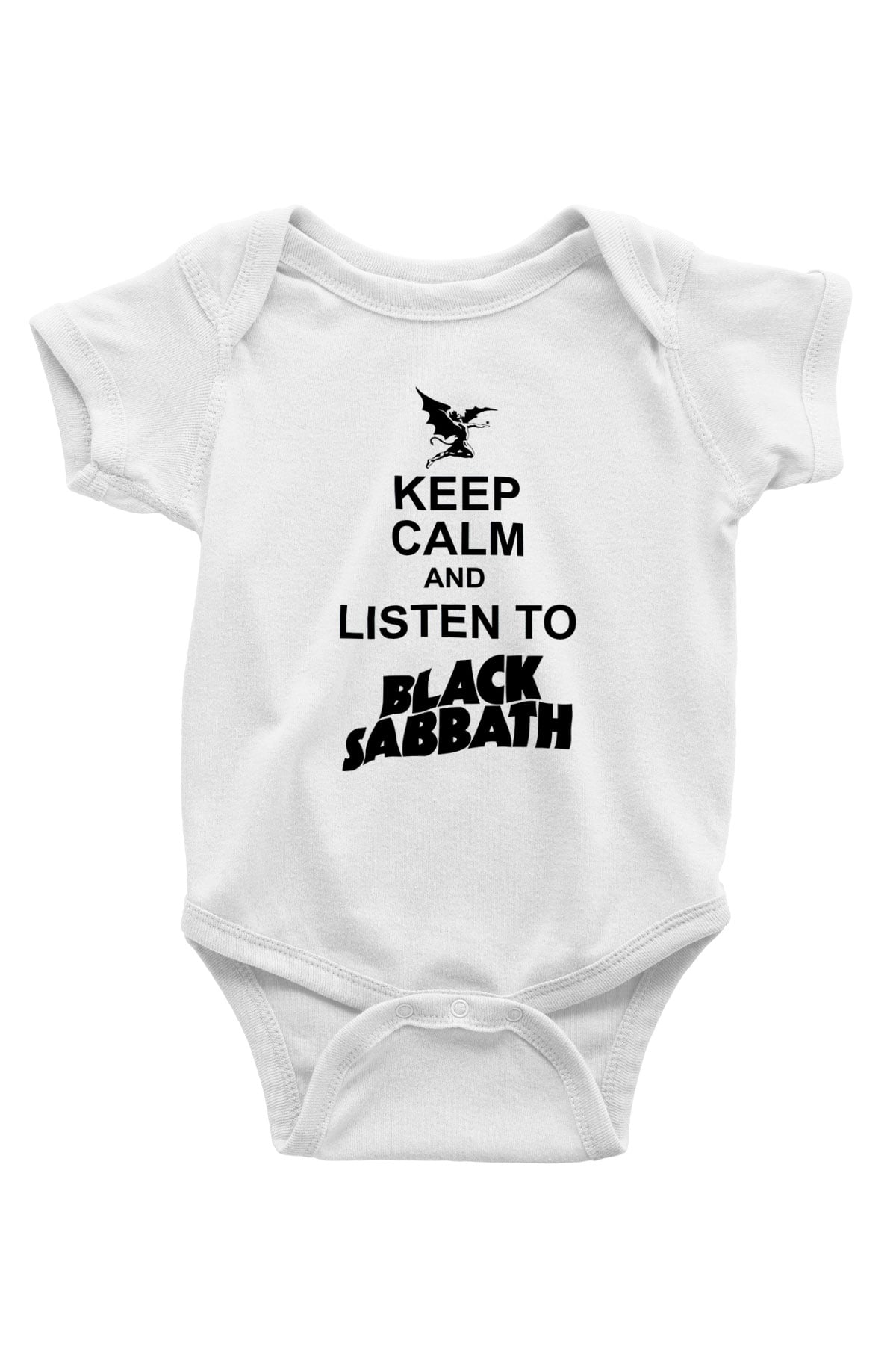 Black Sabbath Baskılı Beyaz Unisex Bebek Body - Zıbın
