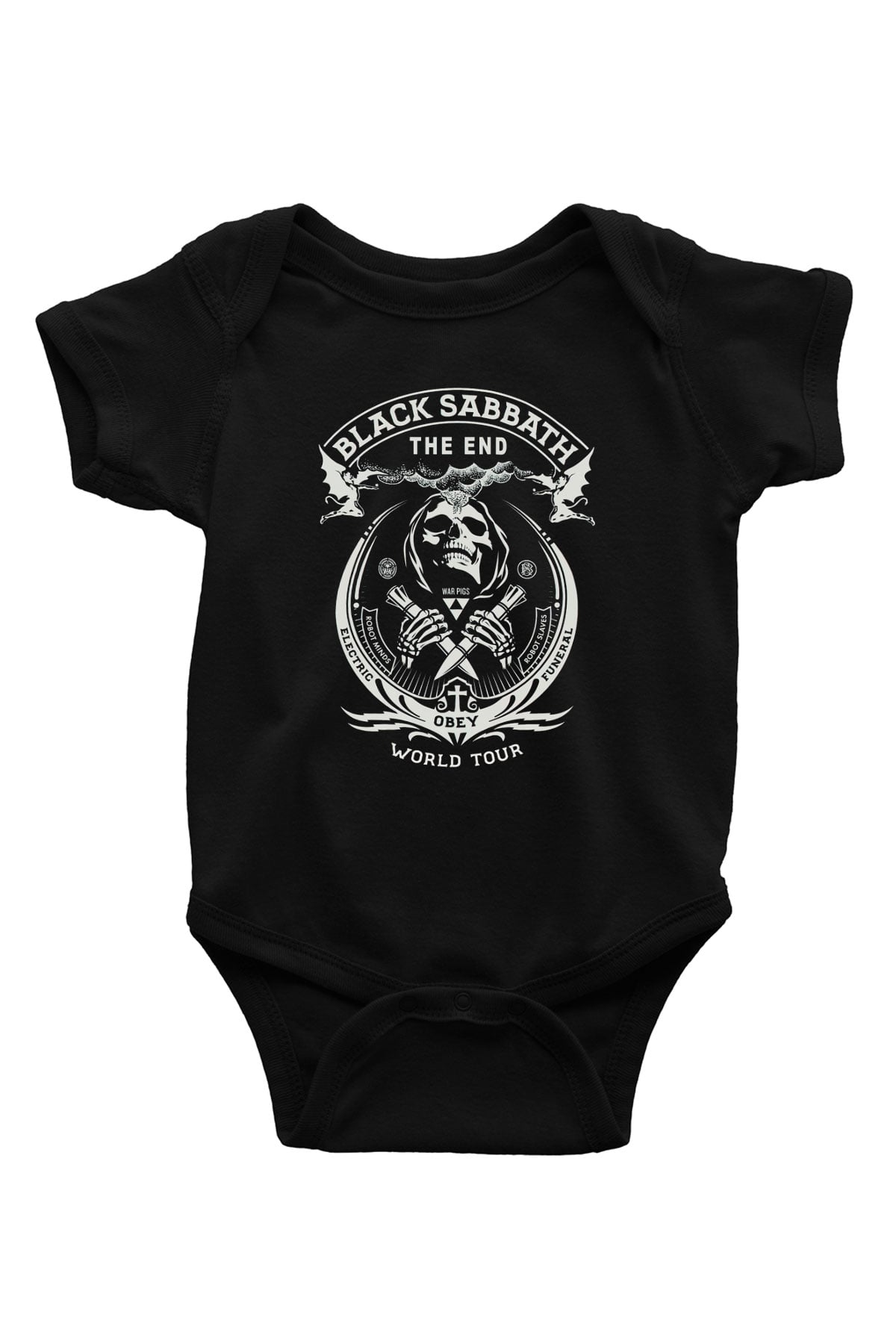 Black Sabbath Baskılı Siyah Bebek Body - Zıbın
