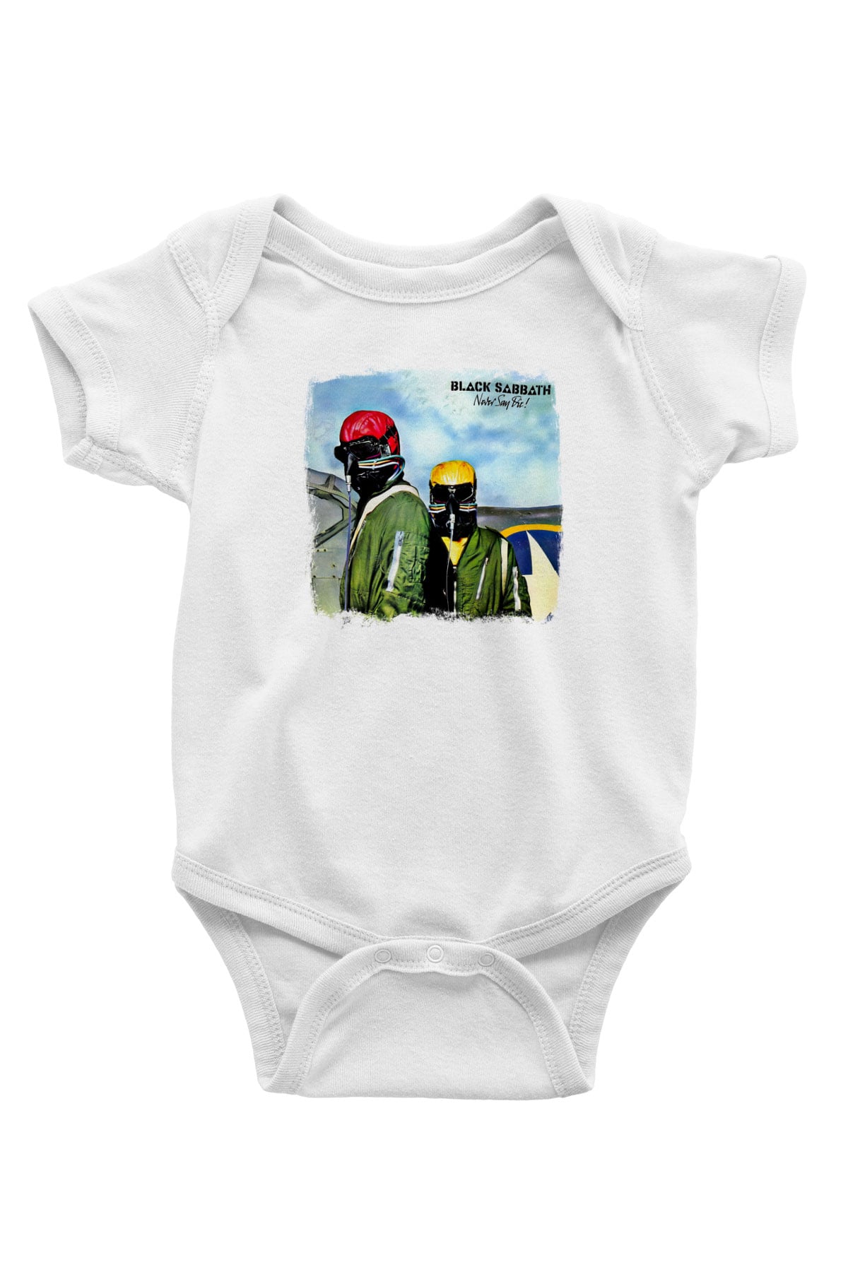 Black Sabbath Baskılı Unisex Beyaz Bebek Body - Zıbın