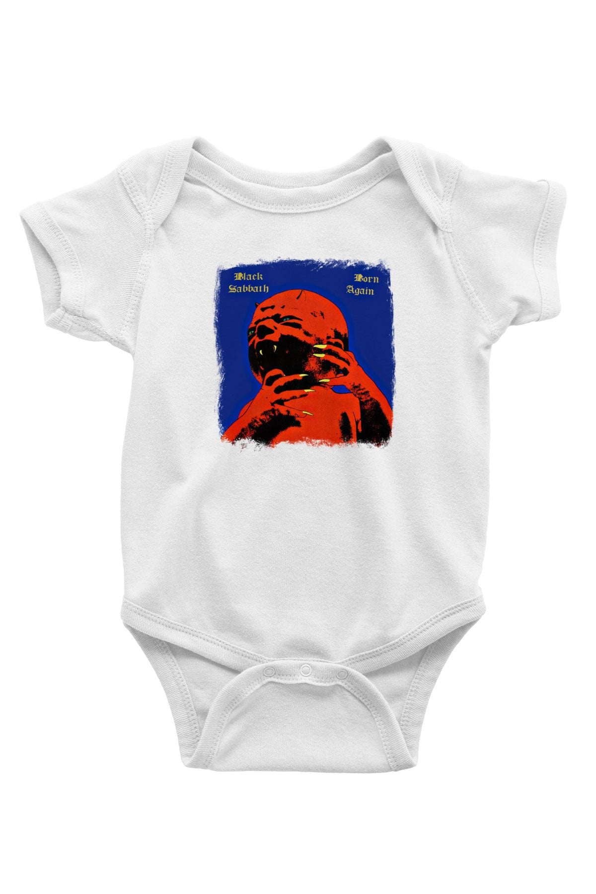 Black Sabbath Baskılı Unisex Beyaz Bebek Body - Zıbın