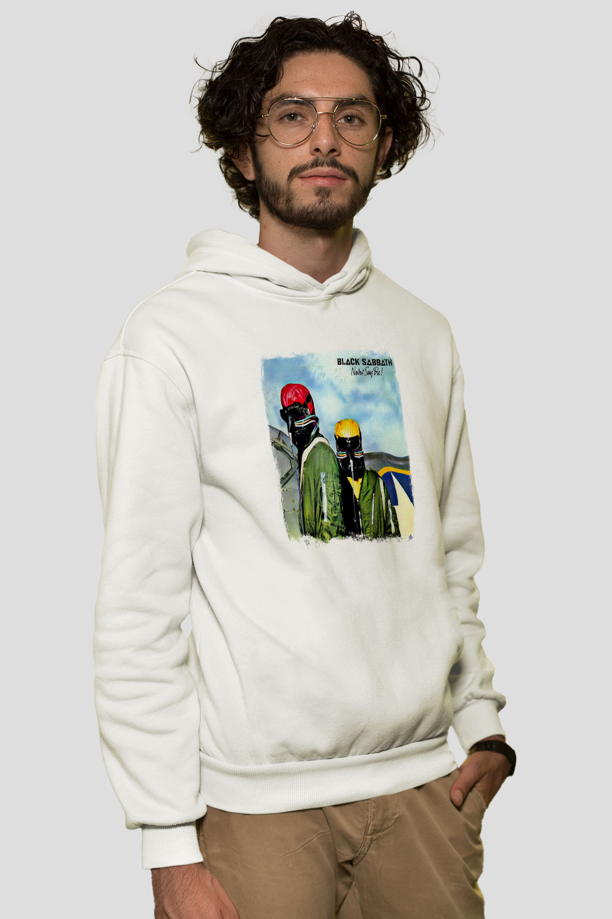 Black Sabbath Baskılı Unisex Beyaz Hoodie