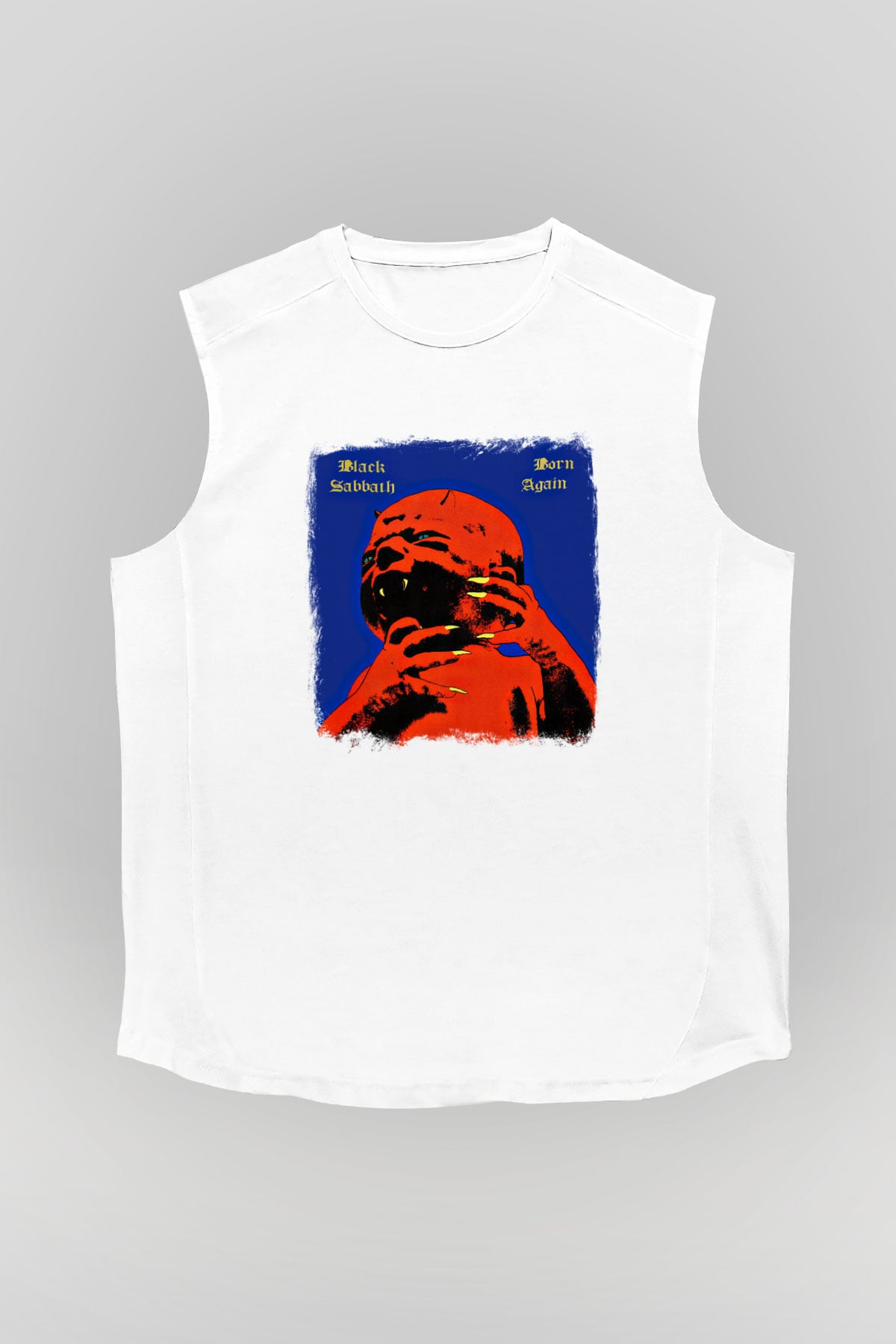 Black Sabbath Baskılı Unisex Beyaz Kolsuz Tişört