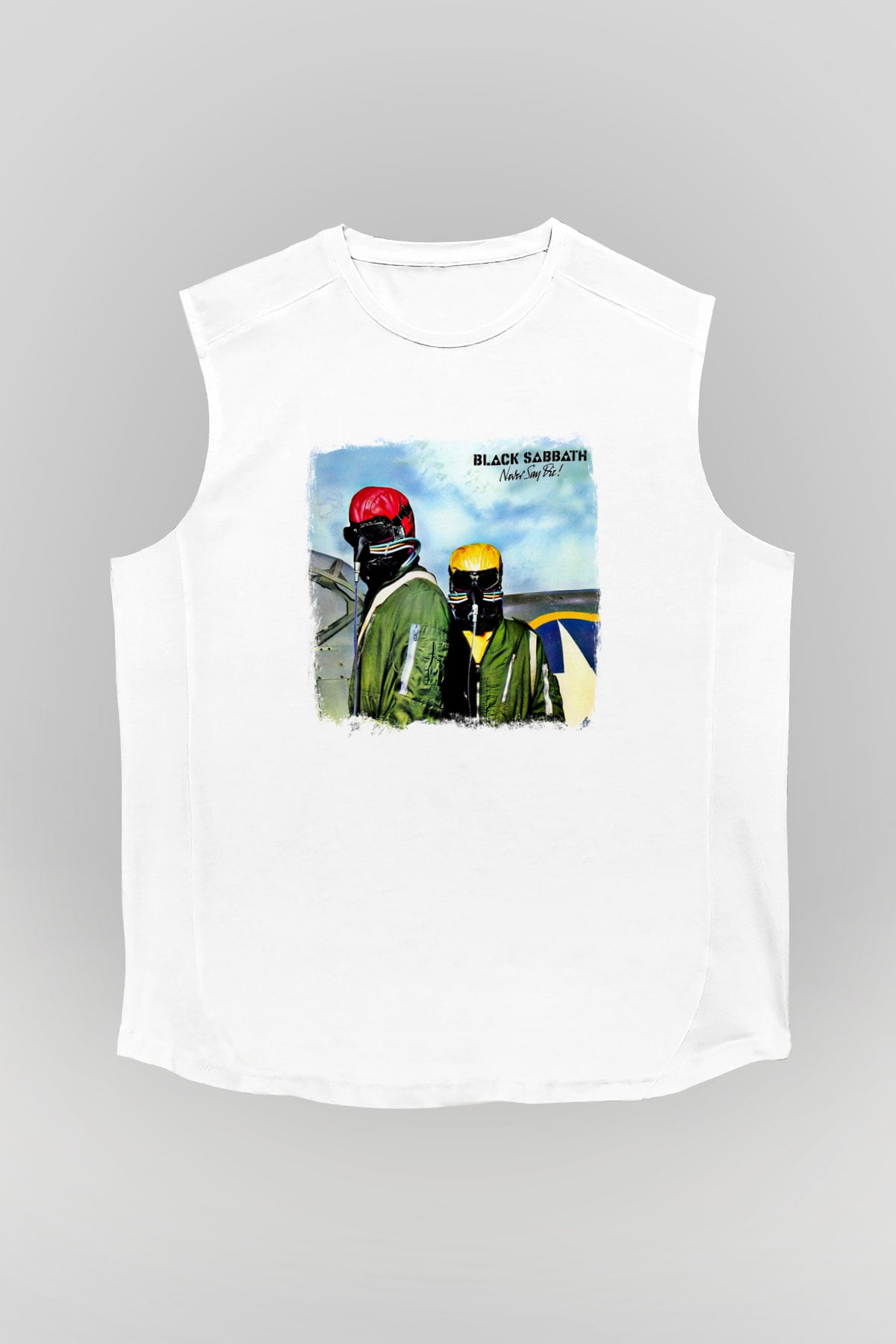 Black Sabbath Baskılı Unisex Beyaz Kolsuz Tişört