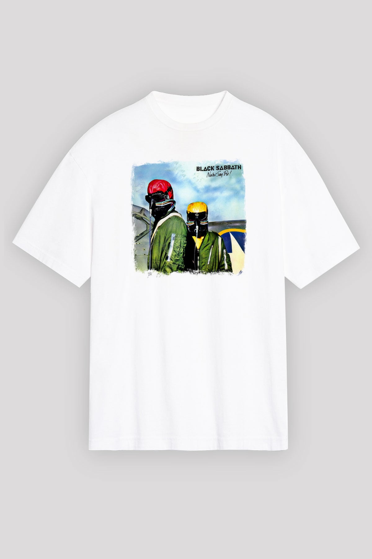 Black Sabbath Baskılı Unisex Beyaz Oversize Tişört