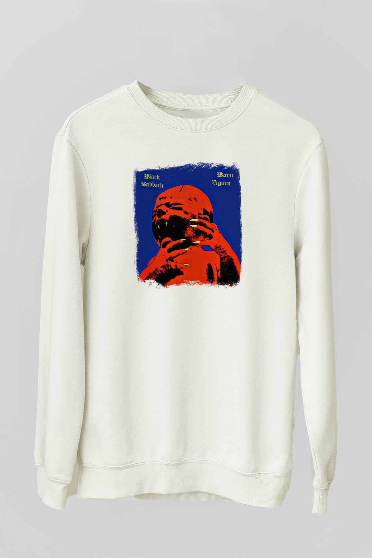 Black Sabbath Baskılı Unisex Beyaz Sweatshirt