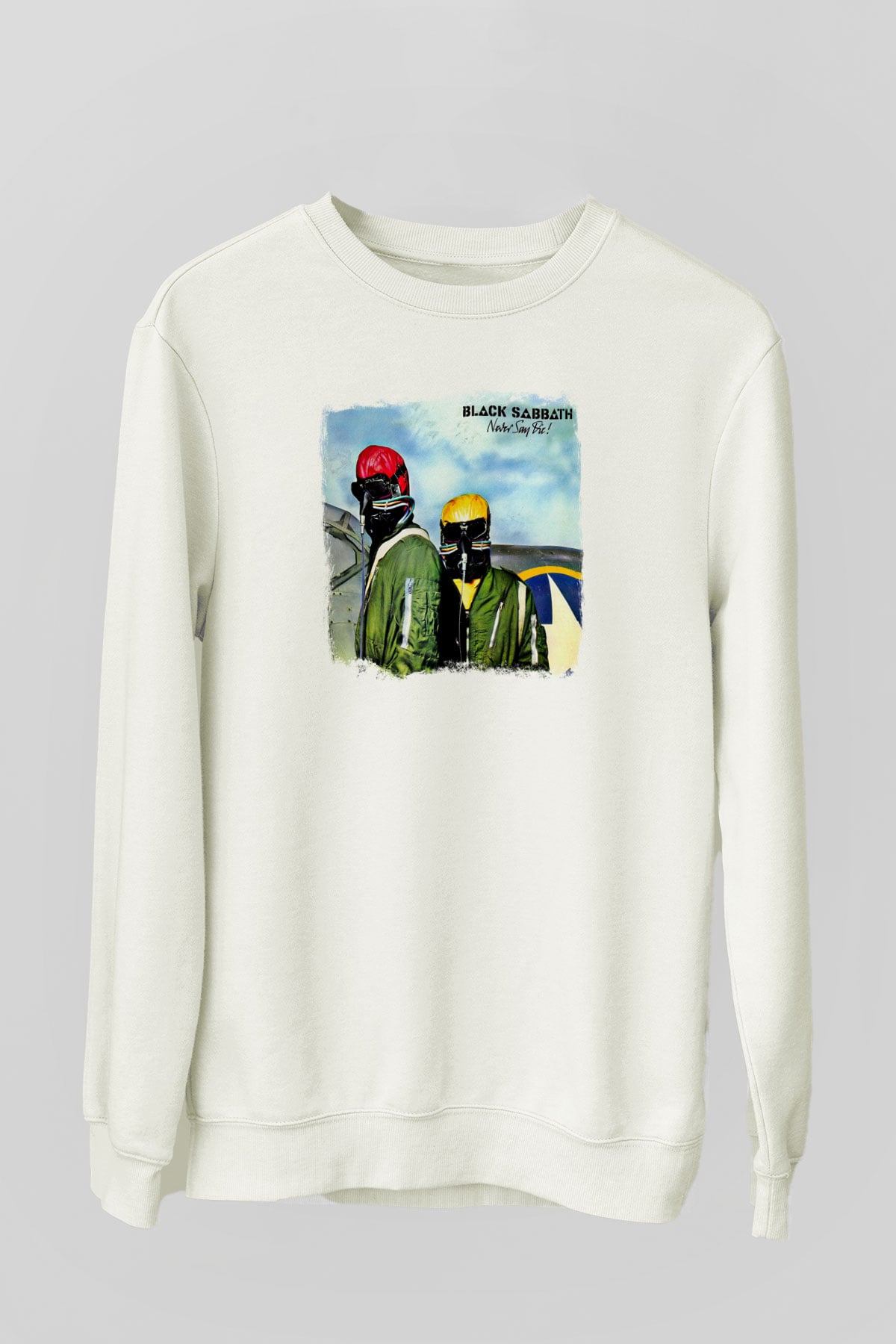 Black Sabbath Baskılı Unisex Beyaz Sweatshirt